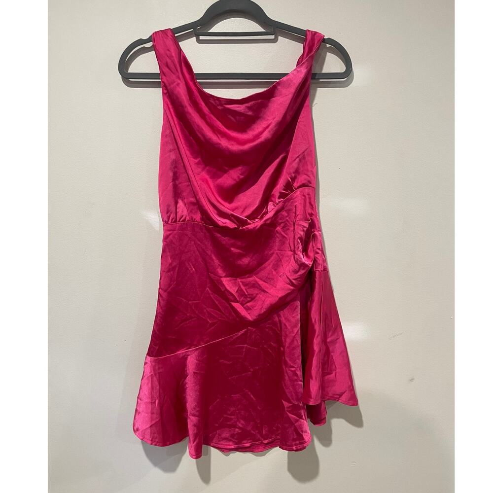 NWT Here Comes The Sun Satin Sleeveless Cowl Neck Mini Dress Red Women's Size S